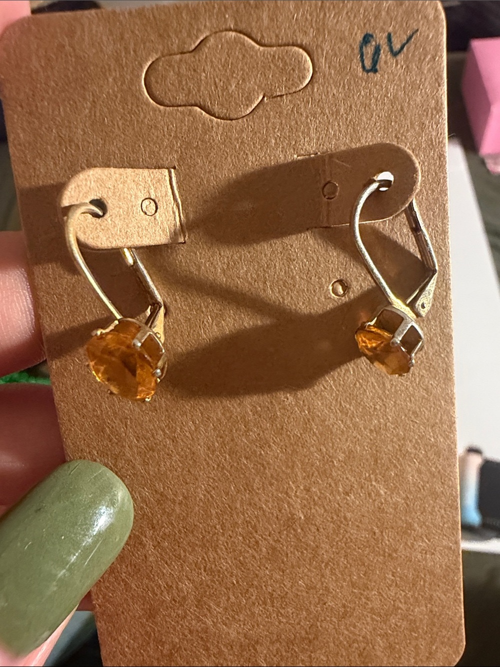 Gold-Tone Amber Crystal Leverback Earrings - Women Jewelry